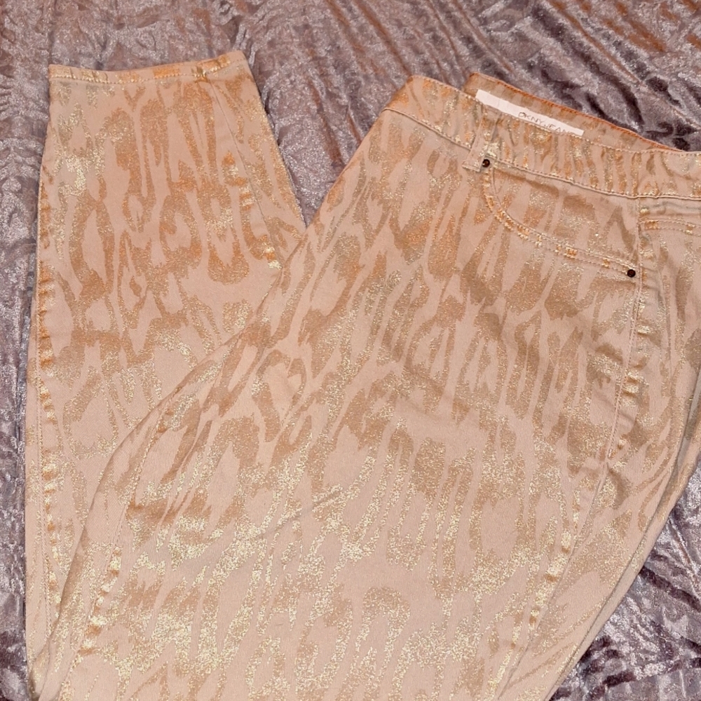 Women's DKNY Jeggings gold and cream size 24W EUC